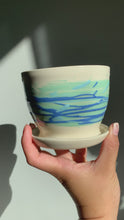 Load and play video in Gallery viewer, Colored Clay Planter w/ Attached Water Catcher
